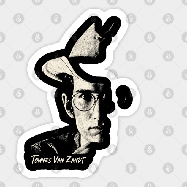 Portarit Retro Townes Van Zandt Sticker by DudiDama.co